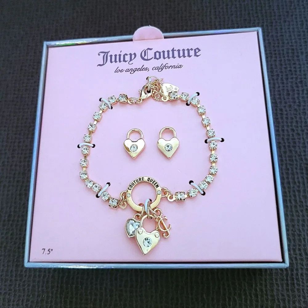 Juicy🍊 Couture Triple3️⃣ Charm Bracelet and Stud Earrings Set - NIB